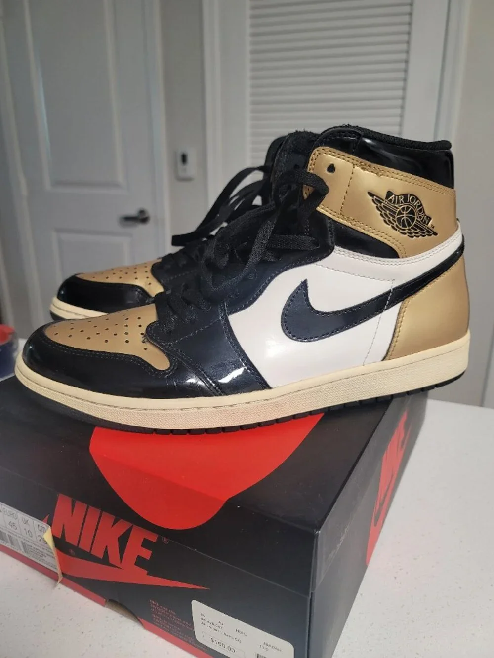 Nike Air Jordan 1 Retro High OG NRG Gold Toe Black Gold White 861428-007 2018